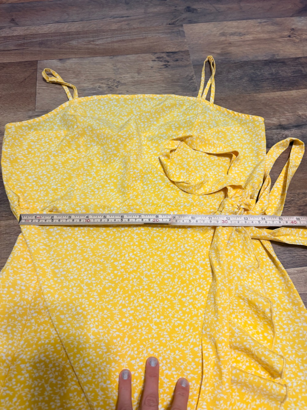 SHEIN Yellow Floral Wrap Ruffle Mini Dress Size Large - Picture 6 of 8